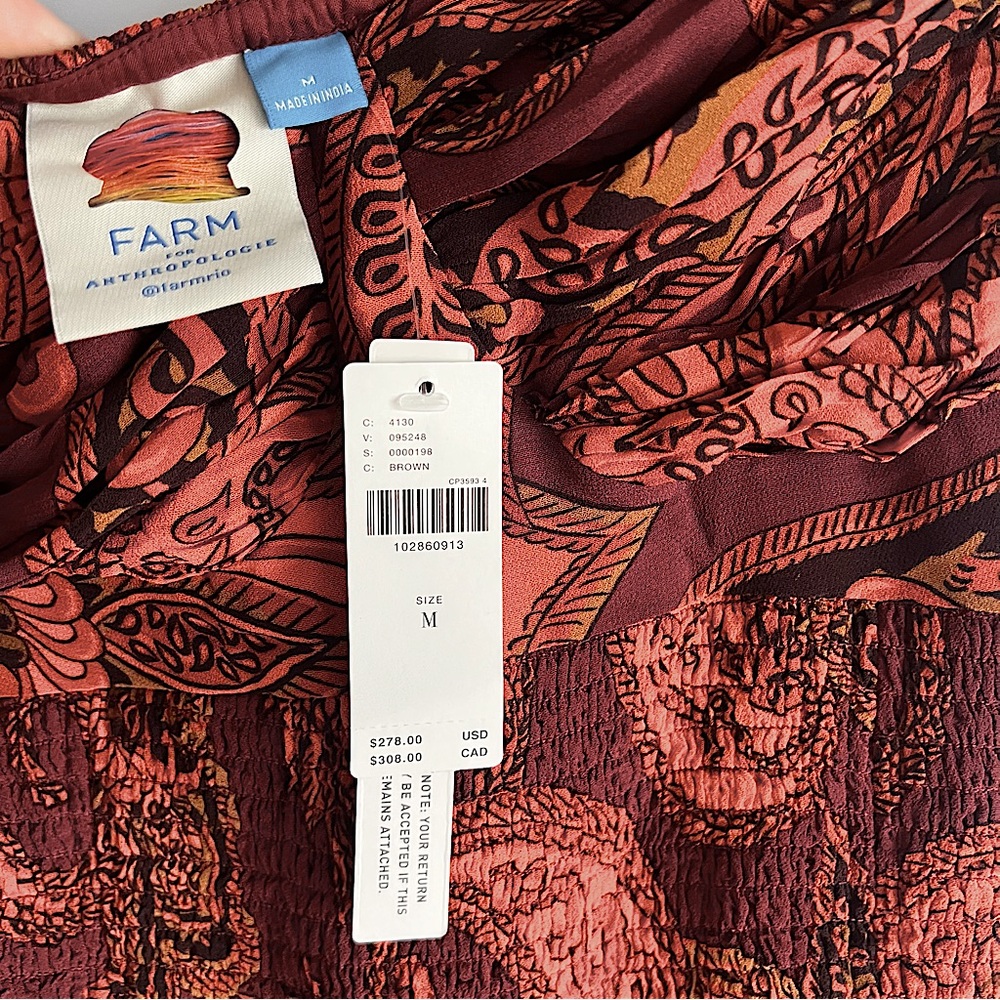 FARM Rio x Anthropologie Leopard Paisley Printed Midi Dress Size Medium M NWT - Picture 14 of 16